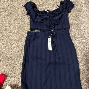Navy blue skirt 2 piece set
